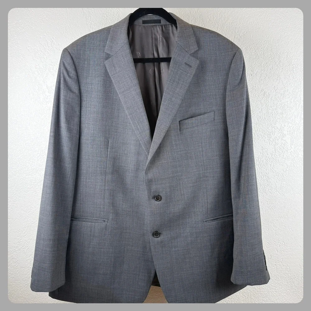 Lauren Ralph Lauren Blazer Sport Coat Mens 48L Long Polyester Blend Gray Preppy